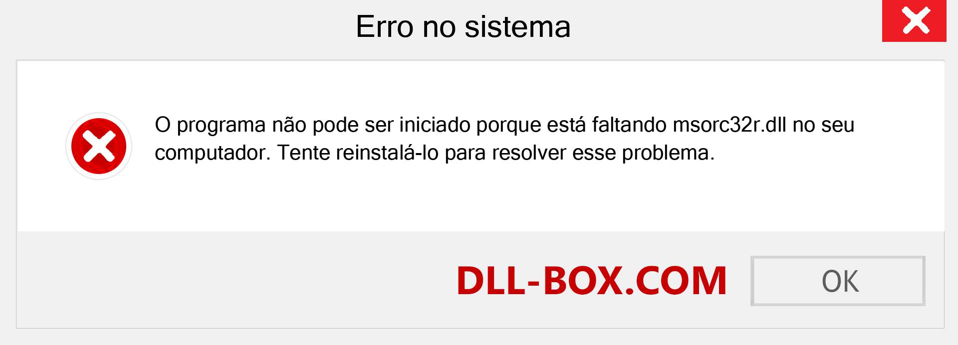 Arquivo msorc32r.dll ausente ?. Download para Windows 7, 8, 10 - Correção de erro ausente msorc32r dll no Windows, fotos, imagens